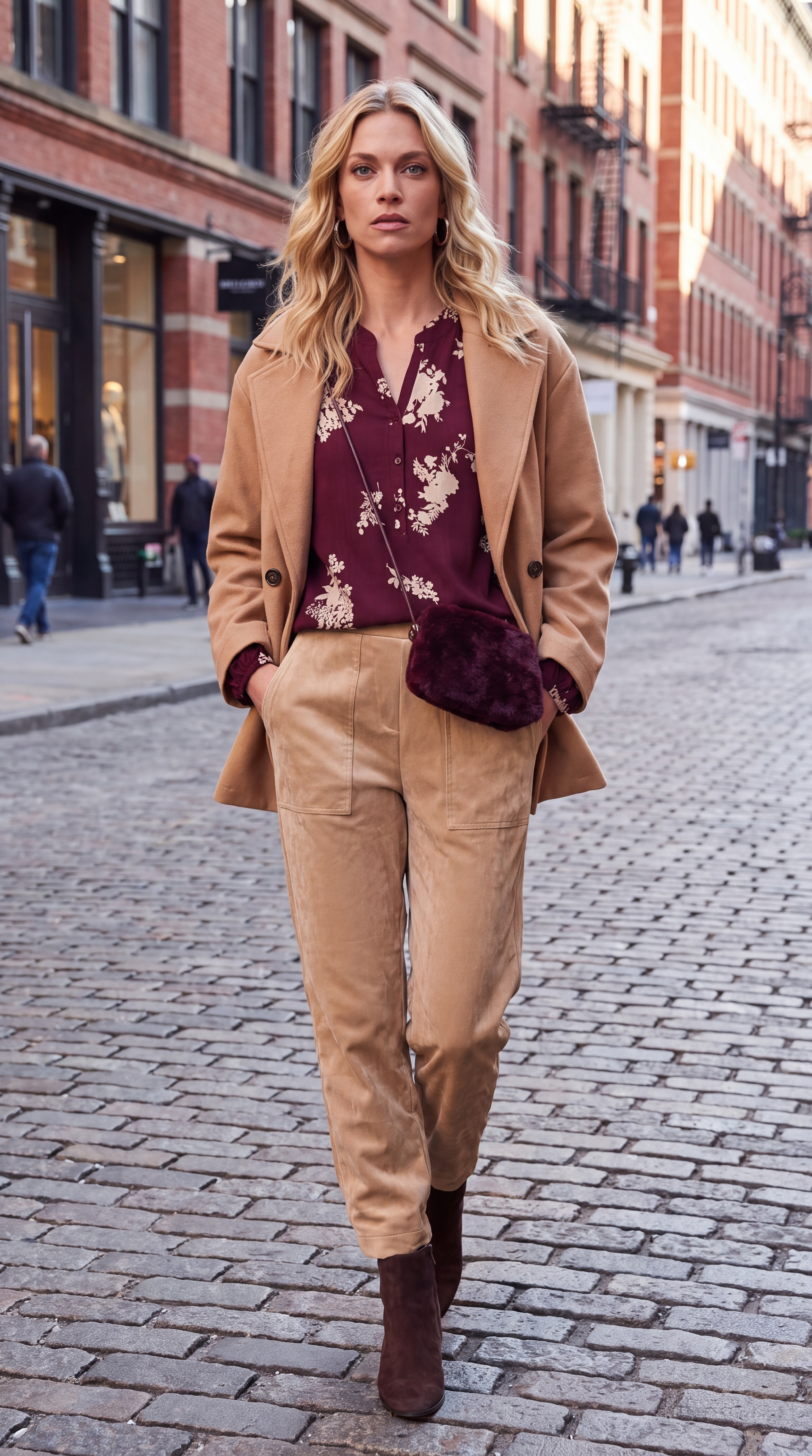 Dámska blúzka BROADWAY NYC FASHION BURGUNDY FLOWER s.WEAR 7